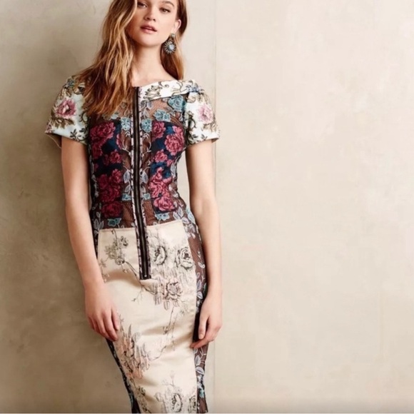 NWOT$298 Beguile Byron Lars Anthropologie Pieced Brocade Tapestry Dress 8P - Picture 2 of 11